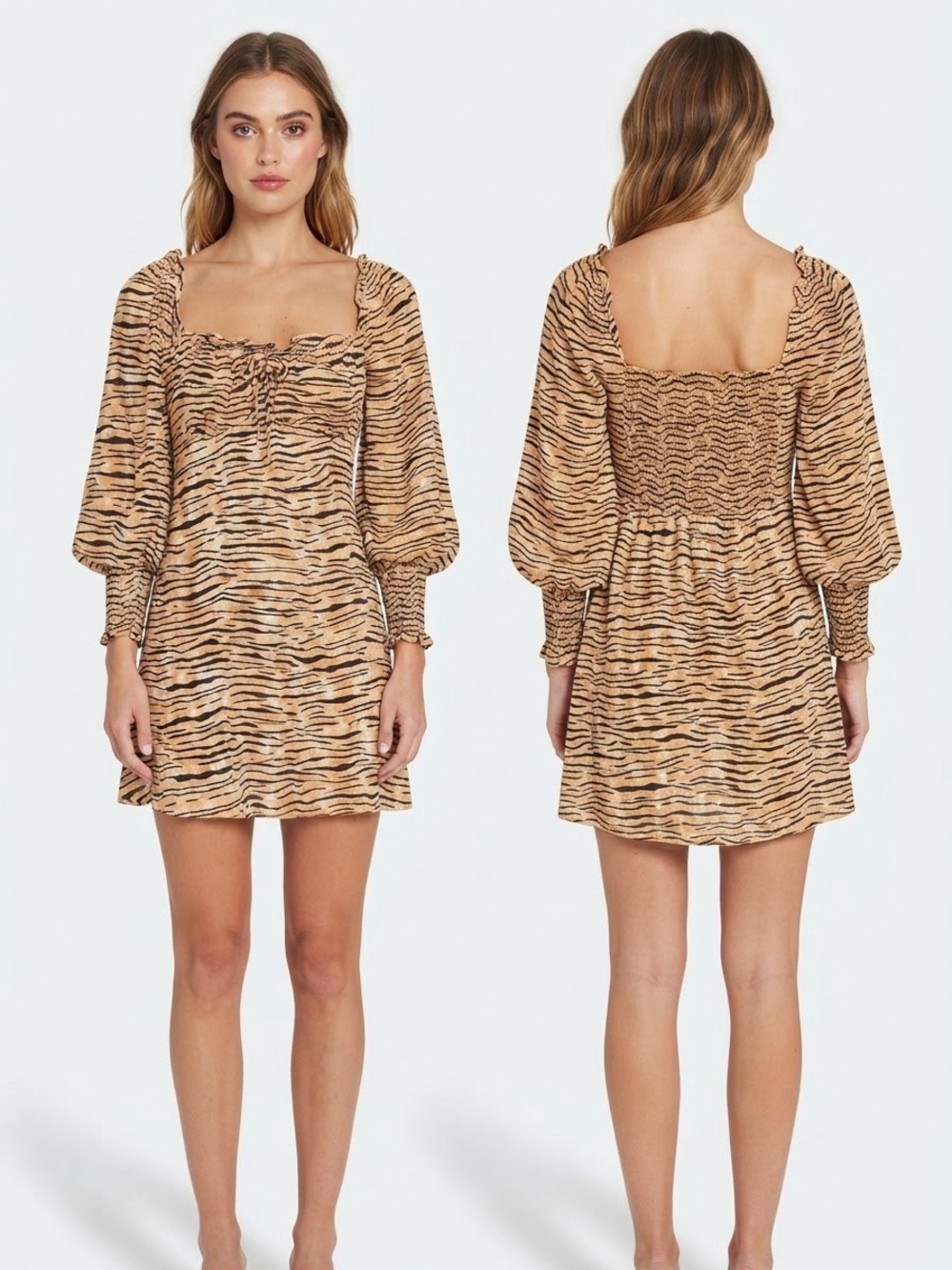 NWT FAITHFULL THE BRAND Ira Mini Dress Wyldie Tiger Print Size XS 2 Revolve